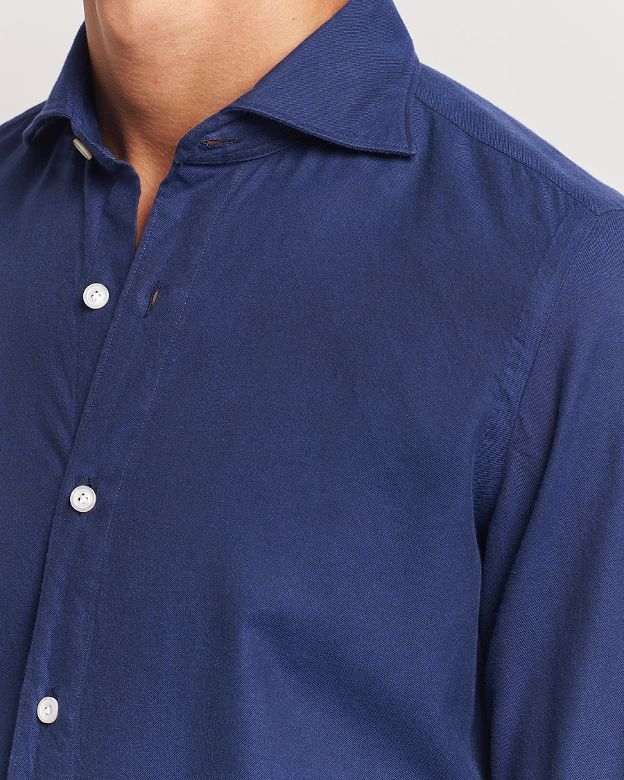 Herren | Hemden | Finamore Napoli | Gaeta Flannel Shirt Navy