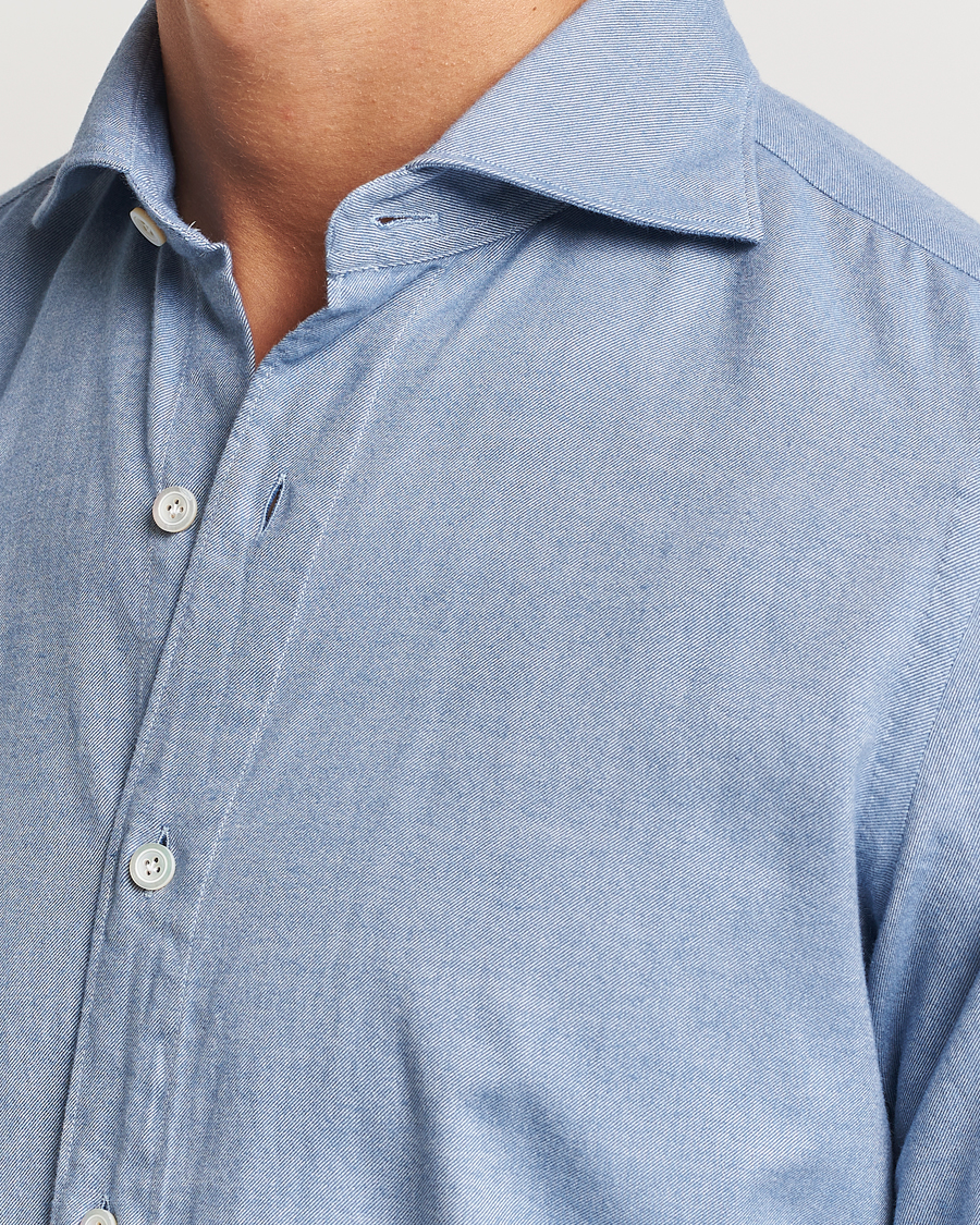 Herren | Hemden | Finamore Napoli | Gaeta Flannel Shirt Light Blue