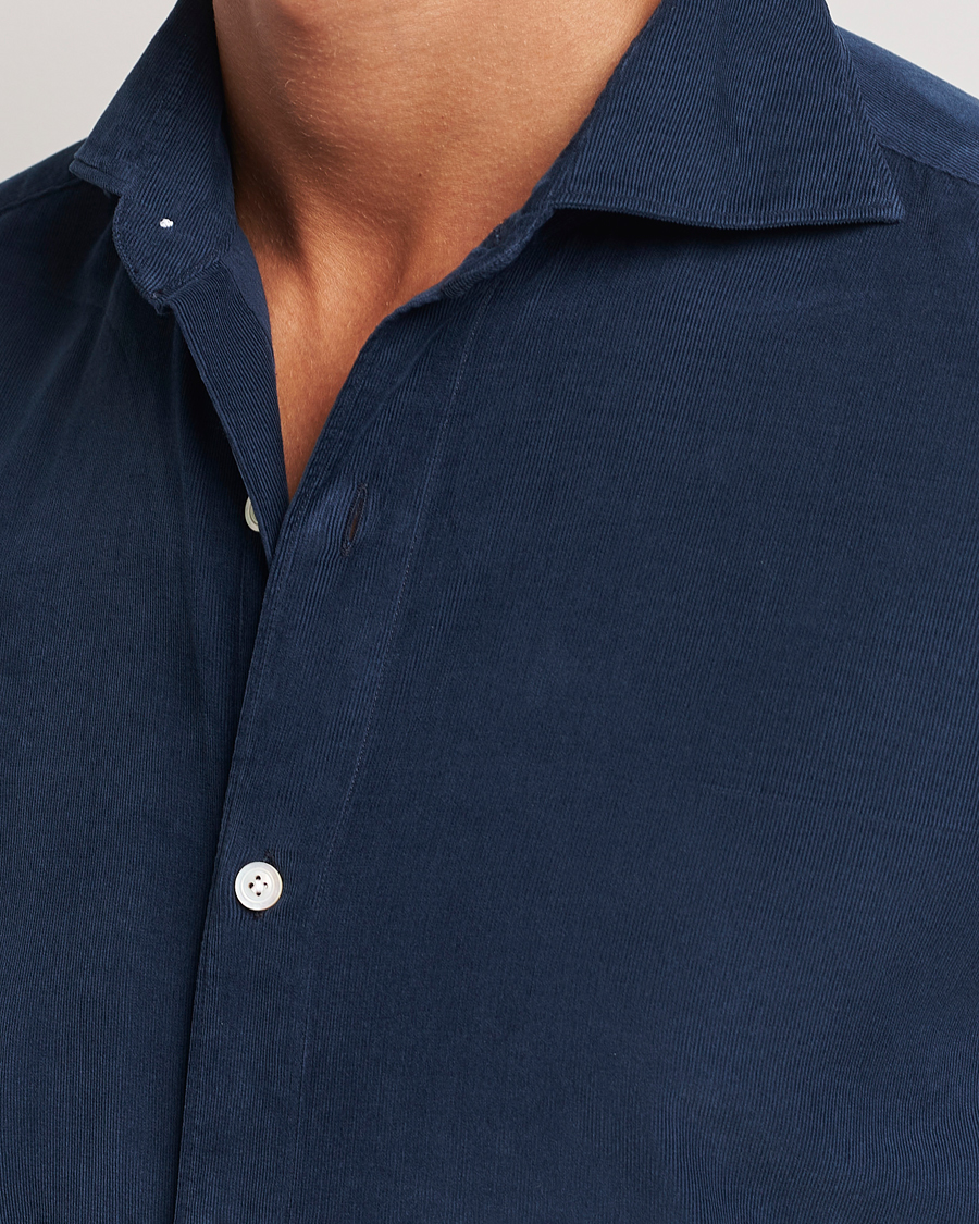 Herren | Hemden | Finamore Napoli | Gaeta Corduroy Shirt Navy