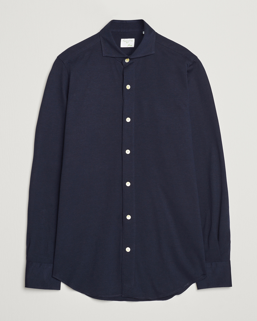 Herren | Hemden | Finamore Napoli | Cotton/Cashmere Jersey Shirt Navy