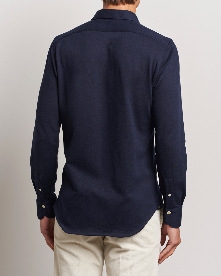 Herren | Hemden | Finamore Napoli | Cotton/Cashmere Jersey Shirt Navy