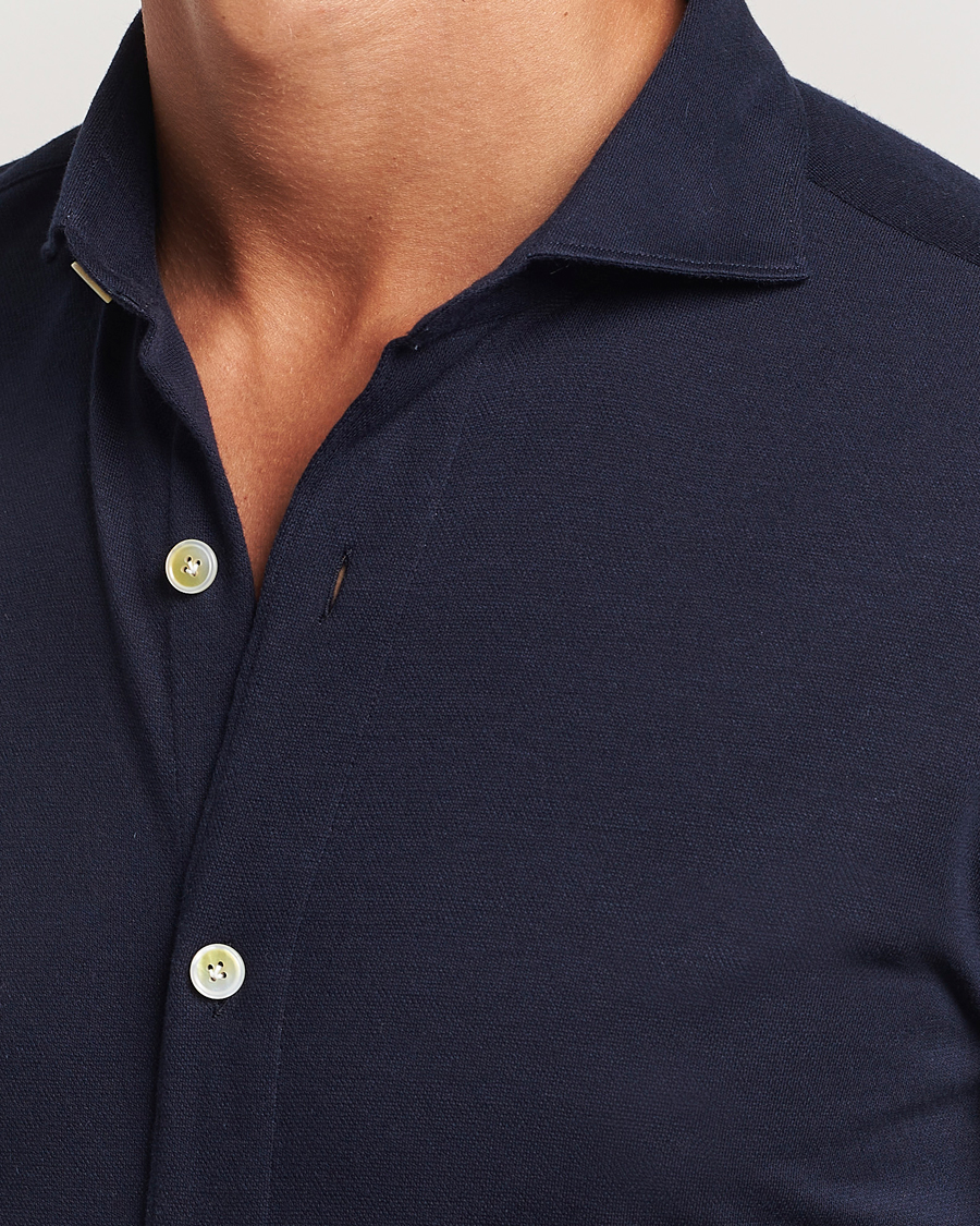 Herren | Hemden | Finamore Napoli | Cotton/Cashmere Jersey Shirt Navy