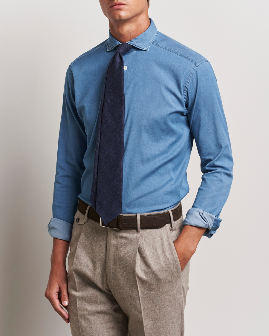 Herren | Hemden | Eton | Slim Fit Stretch Denim Shirt Blue