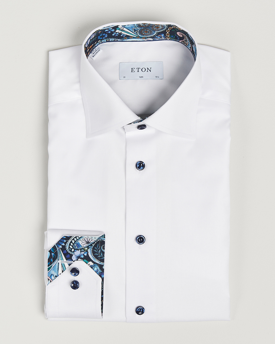 Herren | Hemden | Eton | Slim Fit Signature Twill Contrast Shirt White