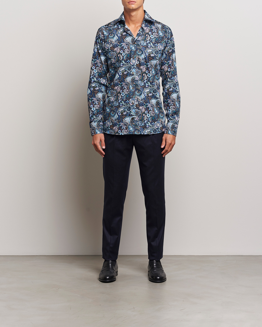 Herren | Hemden | Eton | Slim Fit Signature Twill Printed Shirt Navy