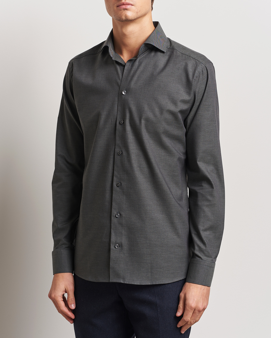 Herren | Hemden | Eton | Slim Fit Wrinkle Free Flannel Pepita Shirt Green