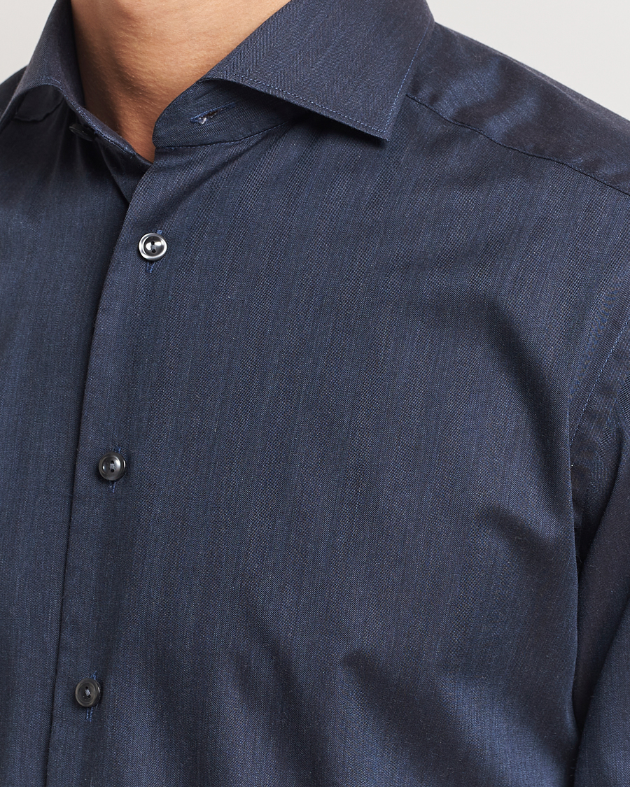 Herren | Hemden | Eton | Slim Fit Wrinkle Free Flannel Shirt Navy Blue