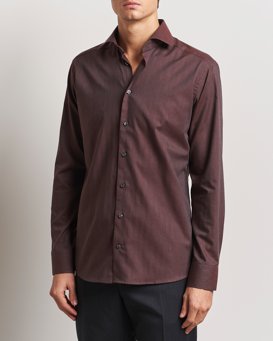 Herren | Hemden | Eton | Slim Fit Wrinkle Free Flannel Shirt Dark Red