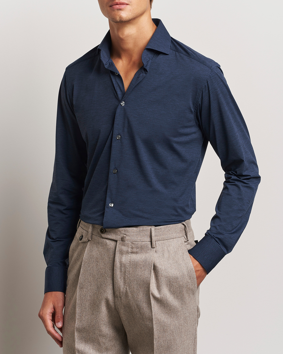 Herren | Hemden | Eton | Slim Fit Four Way Stretch Shirt Navy Blue