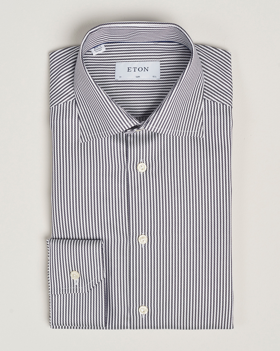 Herren | Hemden | Eton | Slim Fit Signature Twill Striped Shirt Grey/White