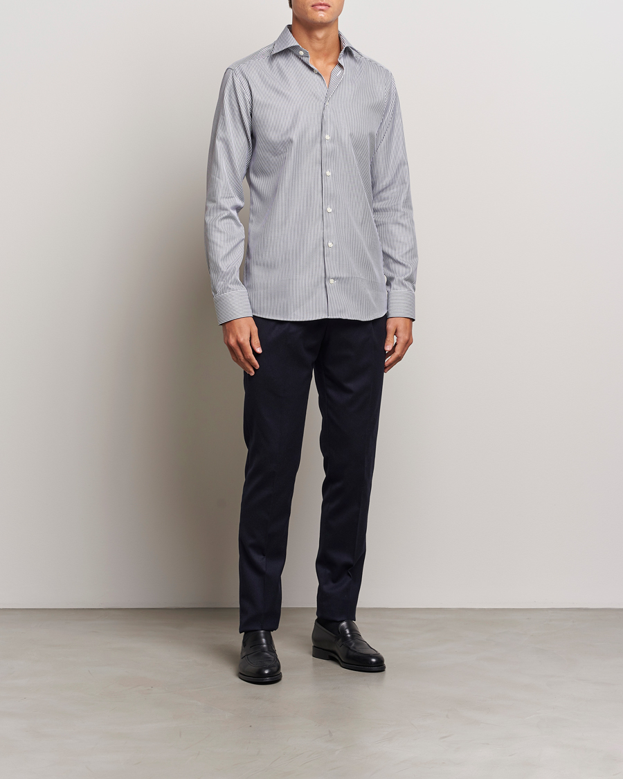 Herren | Hemden | Eton | Slim Fit Signature Twill Striped Shirt Grey/White