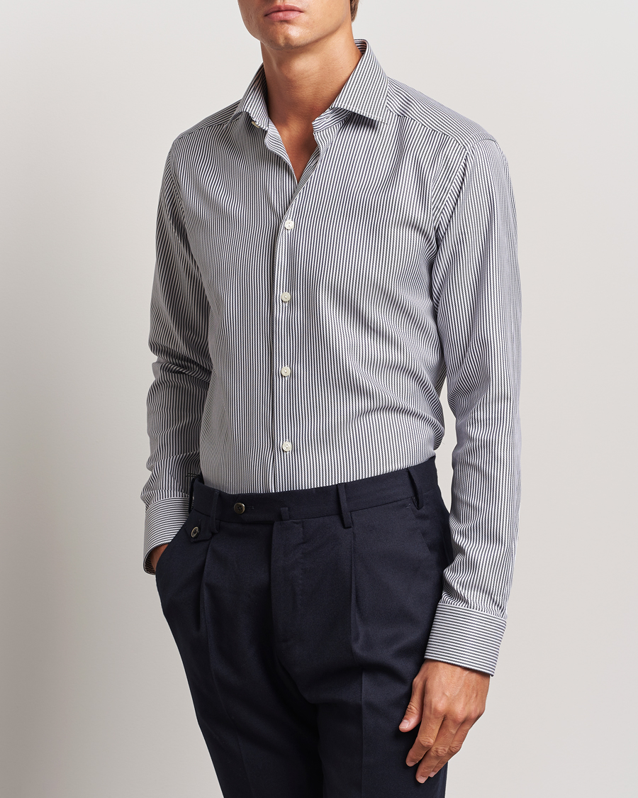 Herren | Hemden | Eton | Slim Fit Signature Twill Striped Shirt Grey/White