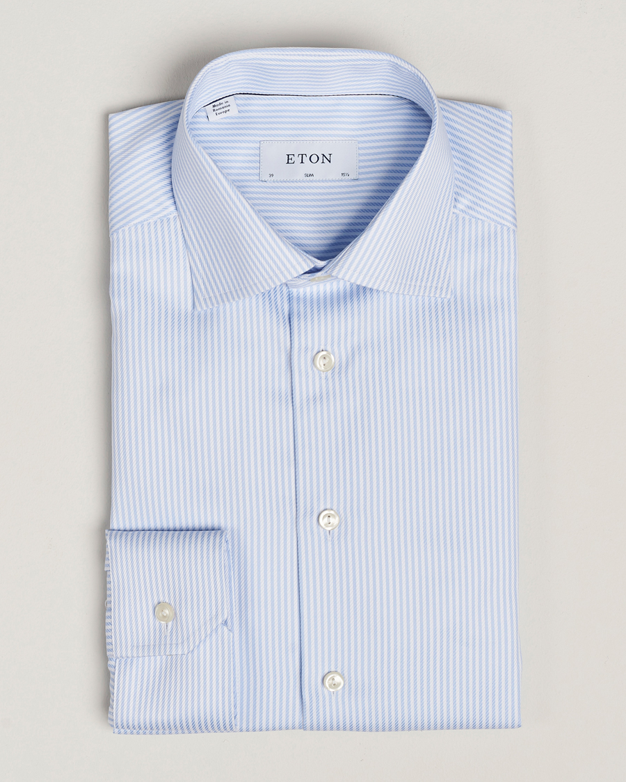 Herren | Hemden | Eton | Slim Fit Signature Twill Striped Shirt Blue/White