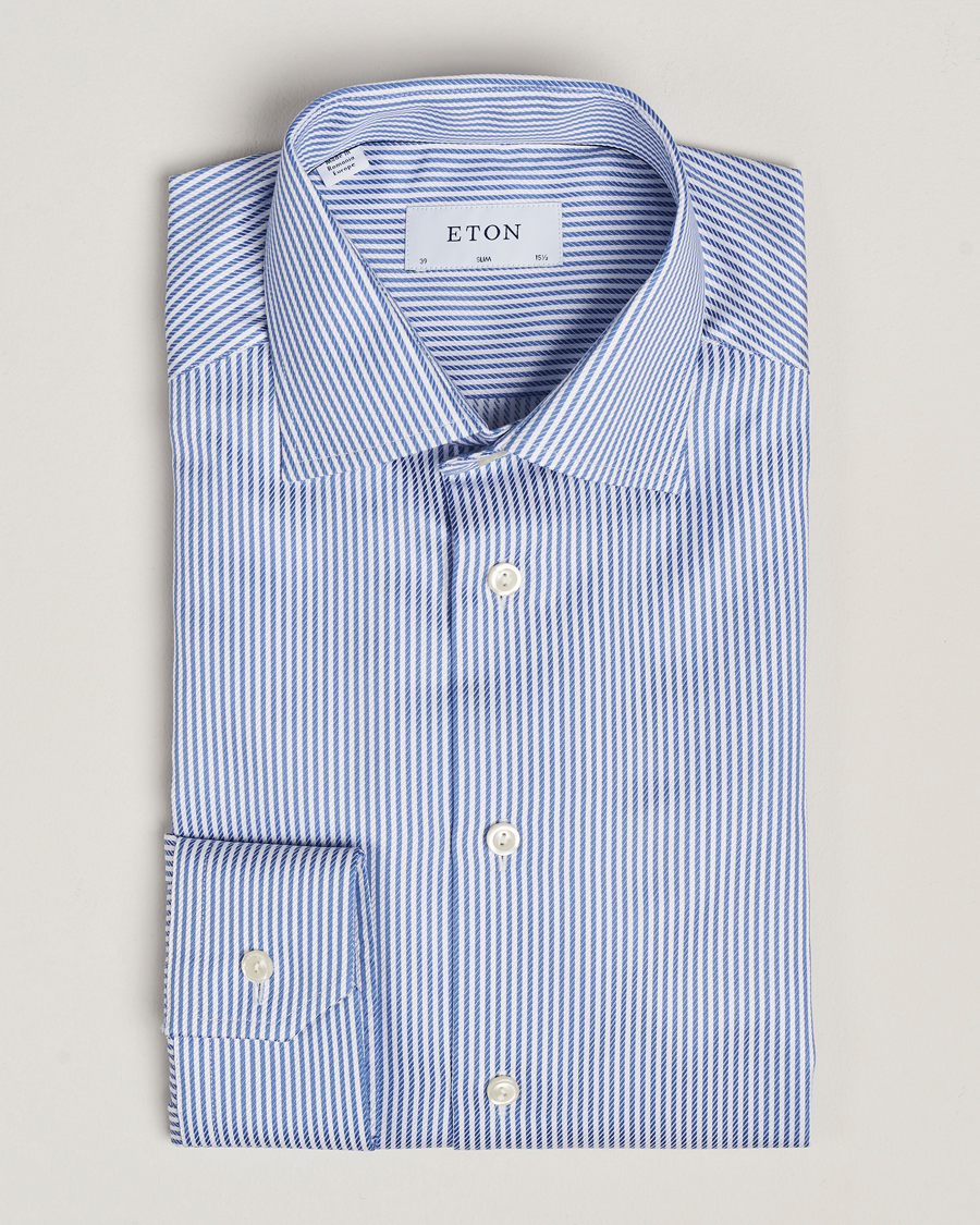 Herren | Hemden | Eton | Slim Fit Signature Twill Striped Shirt Blue/White