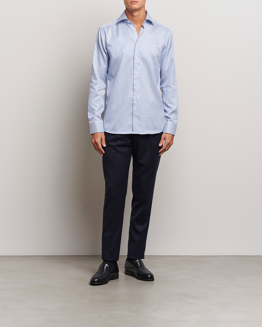 Herren | Hemden | Eton | Slim Fit Signature Twill Striped Shirt Blue/White