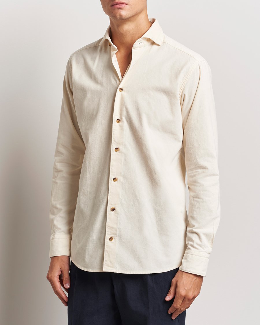 Herren | Hemden | Eton | Slim Fit Fine Wale Corduroy Shirt Off White