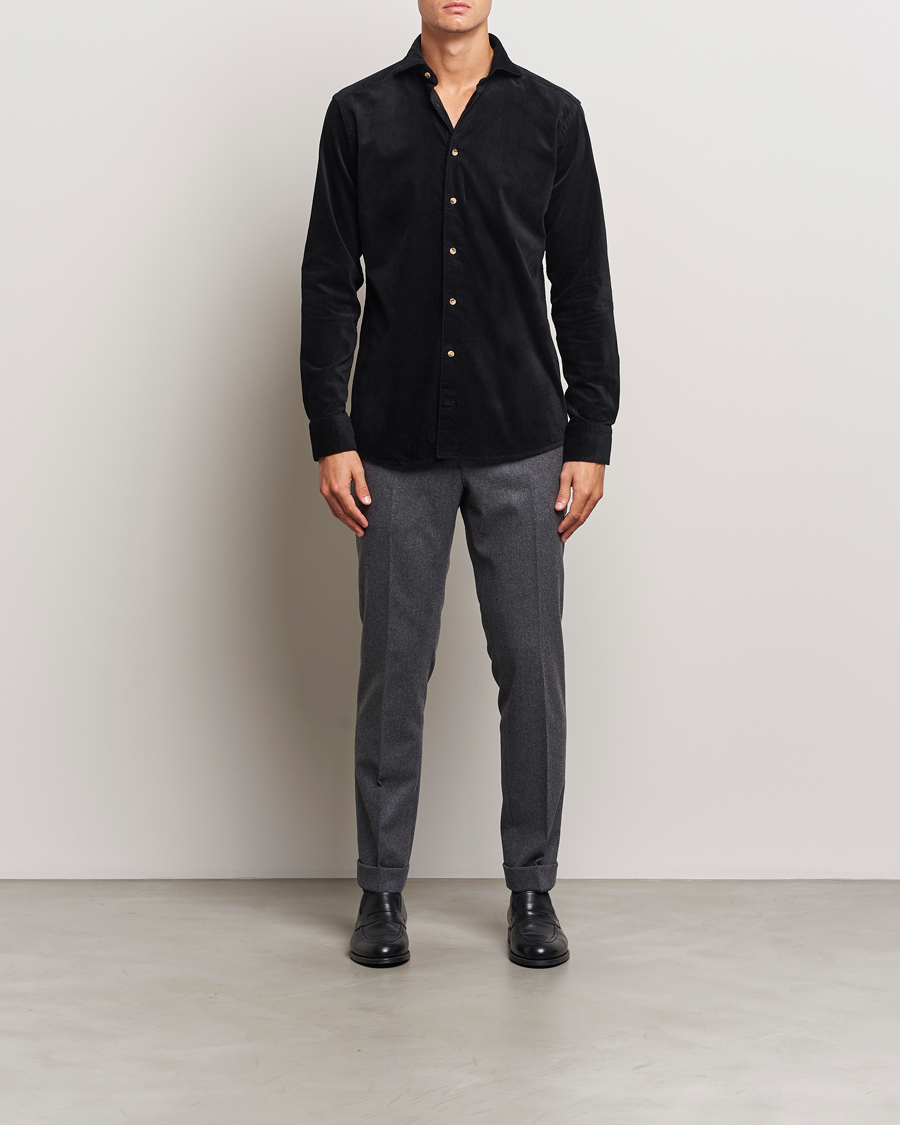 Herren | Hemden | Eton | Slim Fit Fine Wale Corduroy Shirt Black