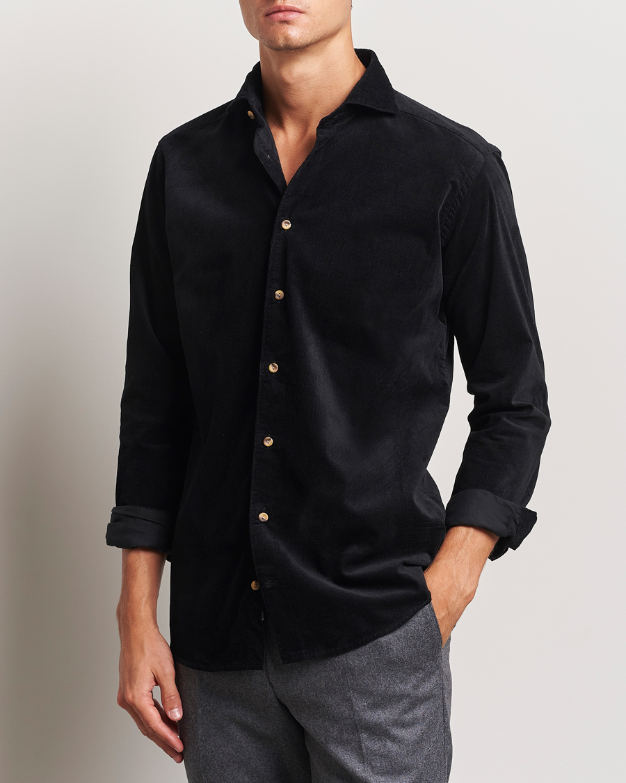 Herren | Hemden | Eton | Slim Fit Fine Wale Corduroy Shirt Black