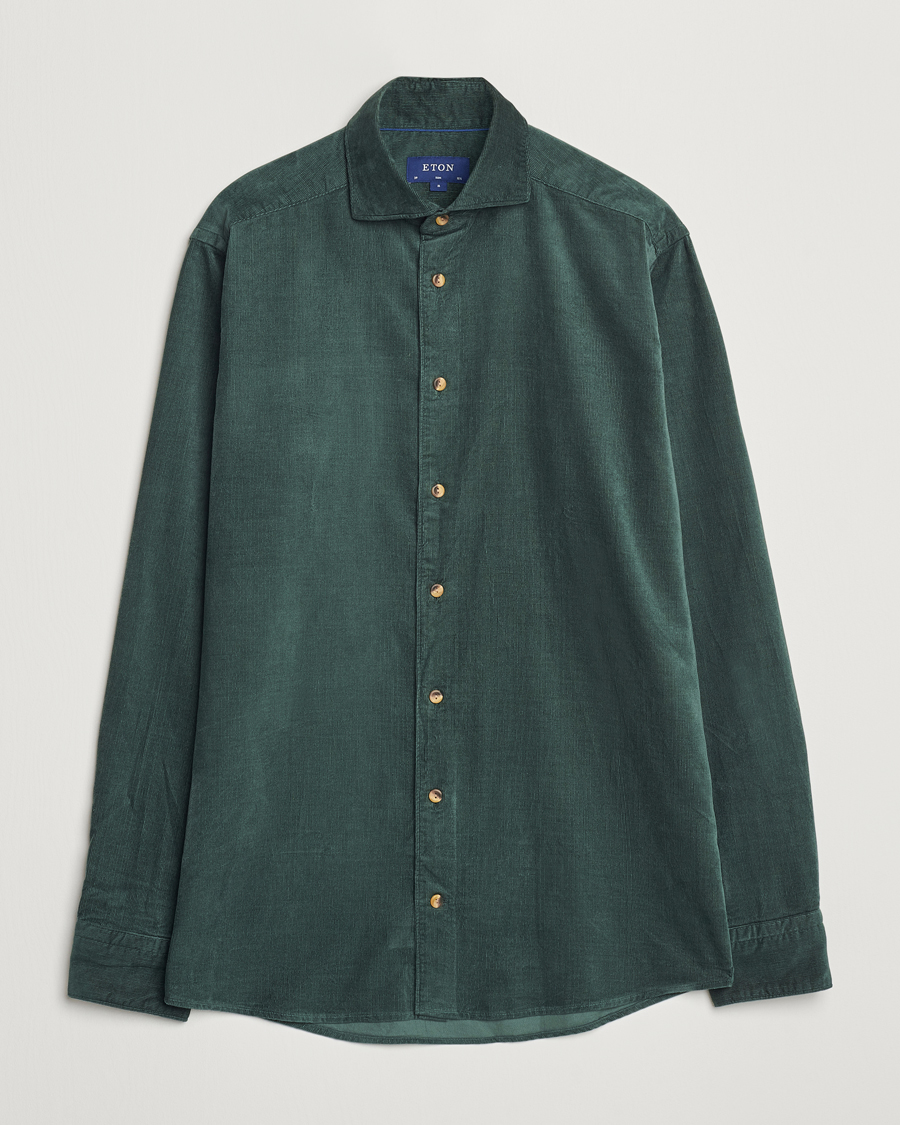 Herren | Hemden | Eton | Slim Fit Fine Wale Corduroy Shirt Dark Green