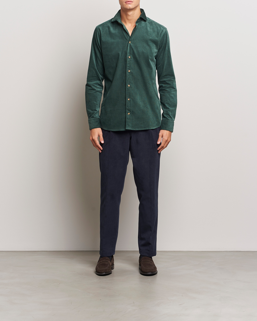 Herren | Hemden | Eton | Slim Fit Fine Wale Corduroy Shirt Dark Green