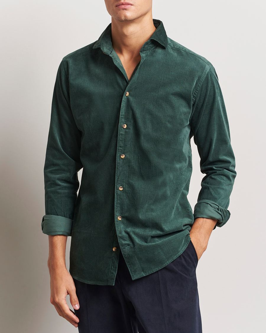Herren | Hemden | Eton | Slim Fit Fine Wale Corduroy Shirt Dark Green
