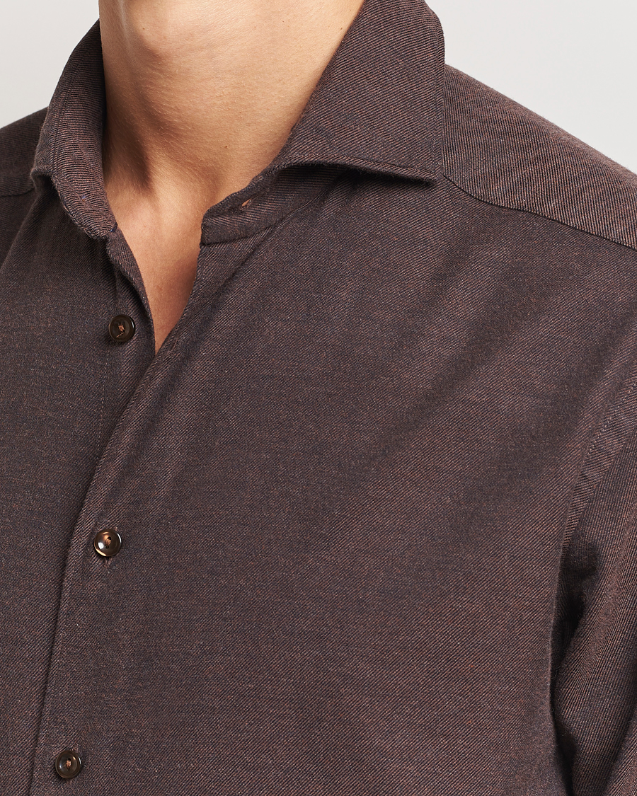 Herren | Hemden | Eton | Slim Fit Twill Flannel Shirt Dark Brown