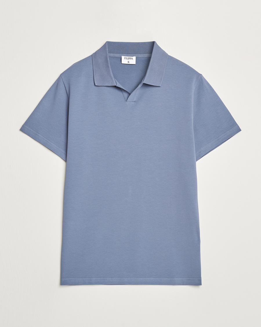 Herren | Poloshirts | Filippa K | Soft Lycra Polo T-Shirt Grey Blue