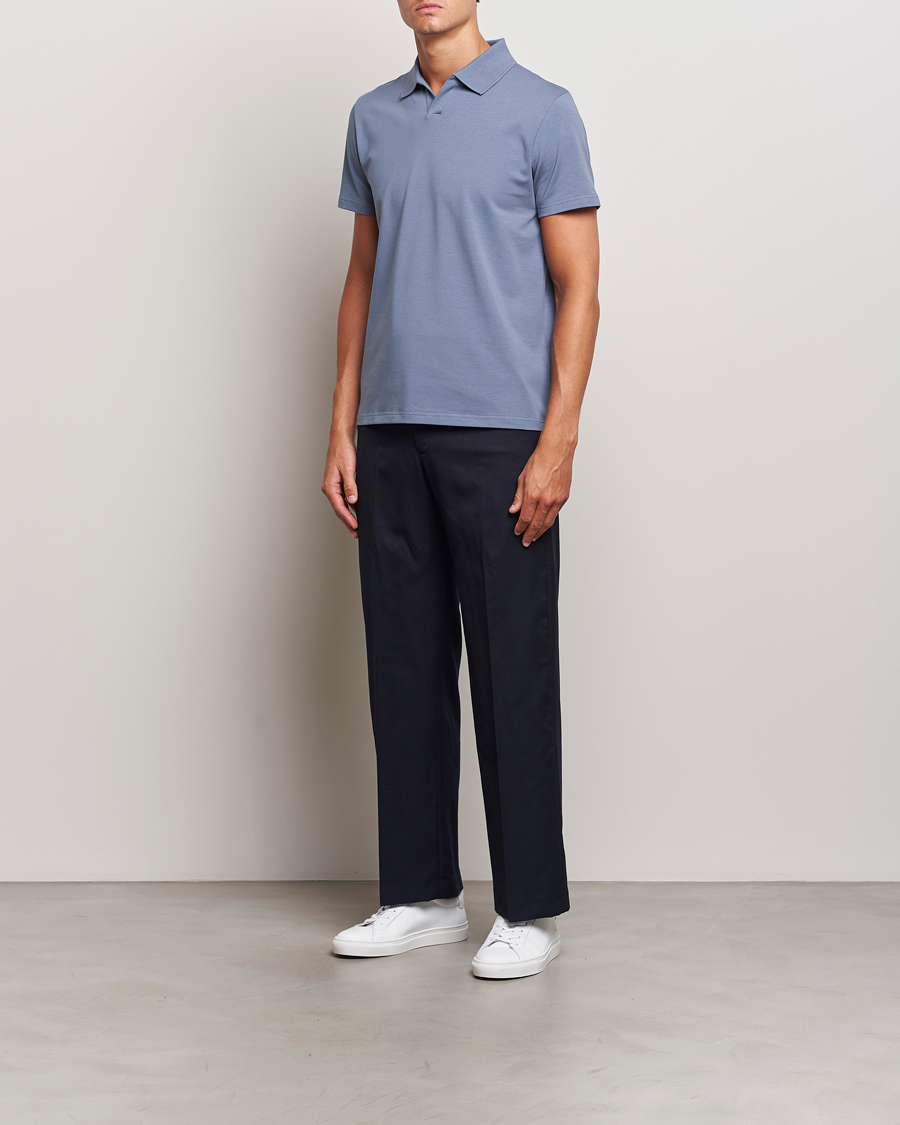 Herren | Poloshirts | Filippa K | Soft Lycra Polo T-Shirt Grey Blue