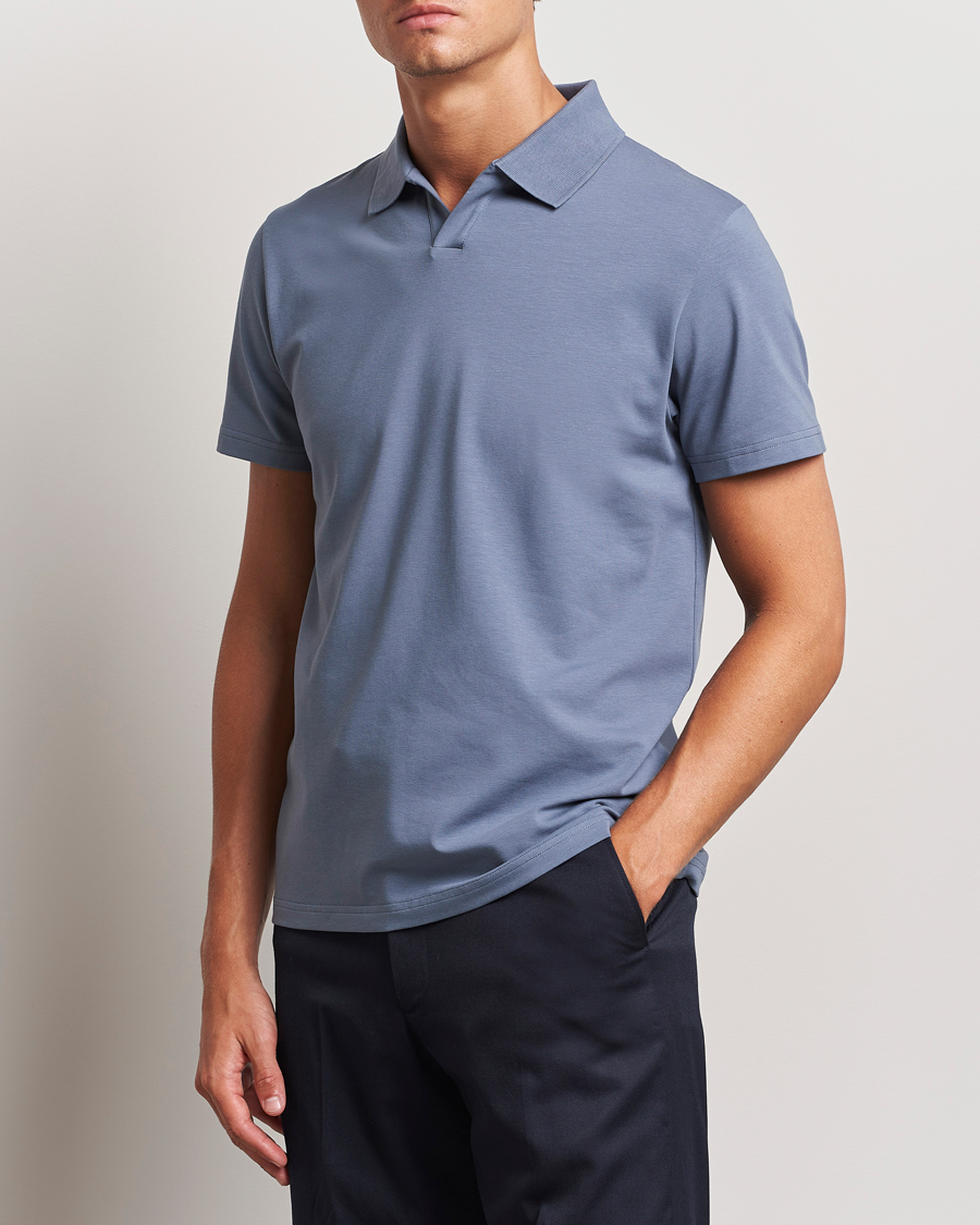 Herren | Poloshirts | Filippa K | Soft Lycra Polo T-Shirt Grey Blue
