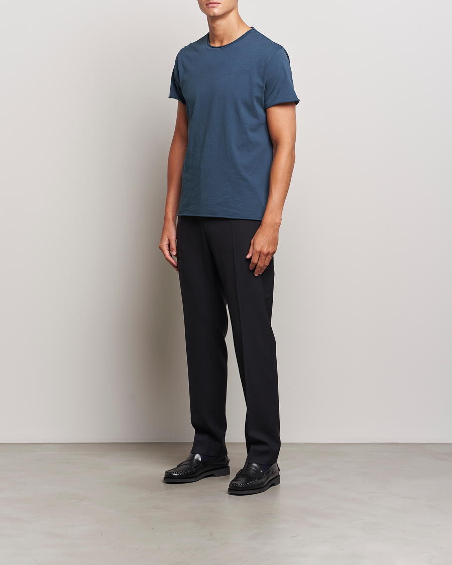 Herren | T-Shirts | Filippa K | Roll Neck Crew Neck T-Shirt Dawn Blue