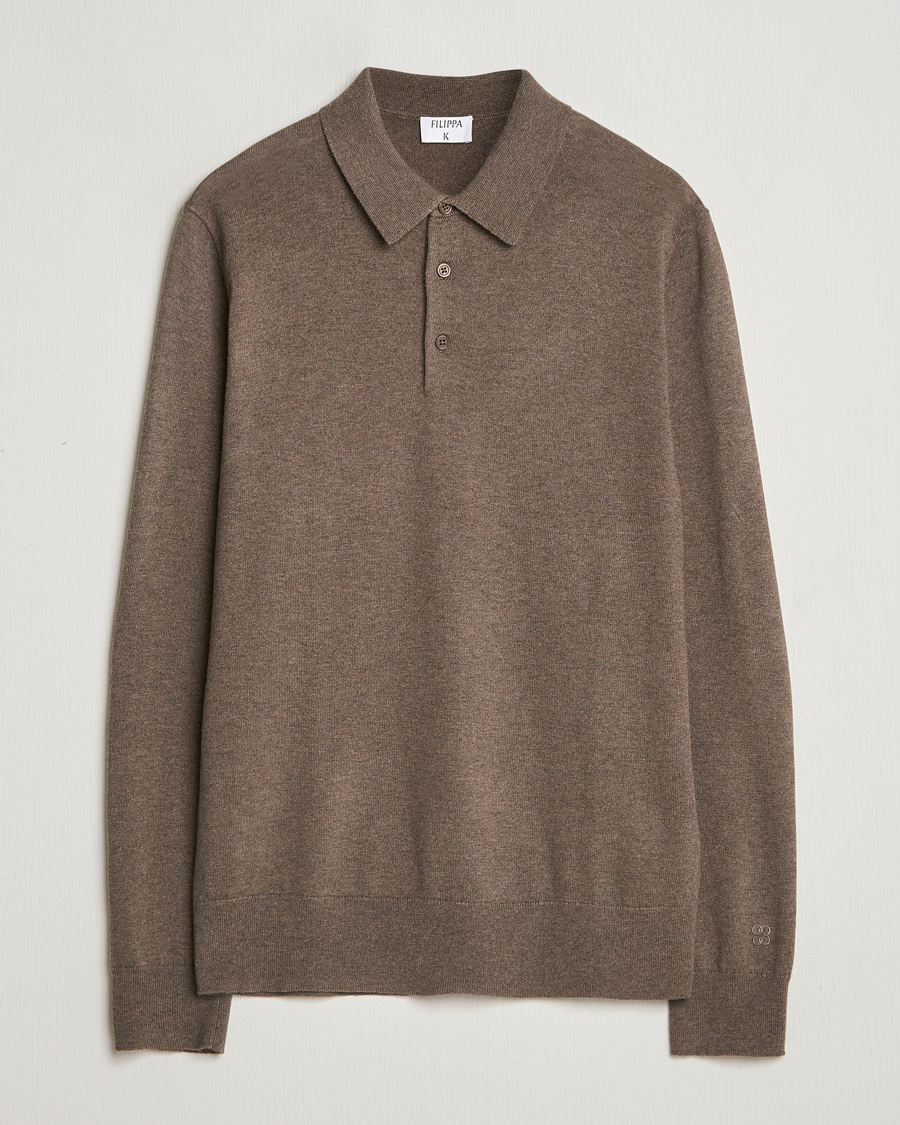 Herren | Pullover | Filippa K | Knitted Polo Shirt Dark Sage Melange