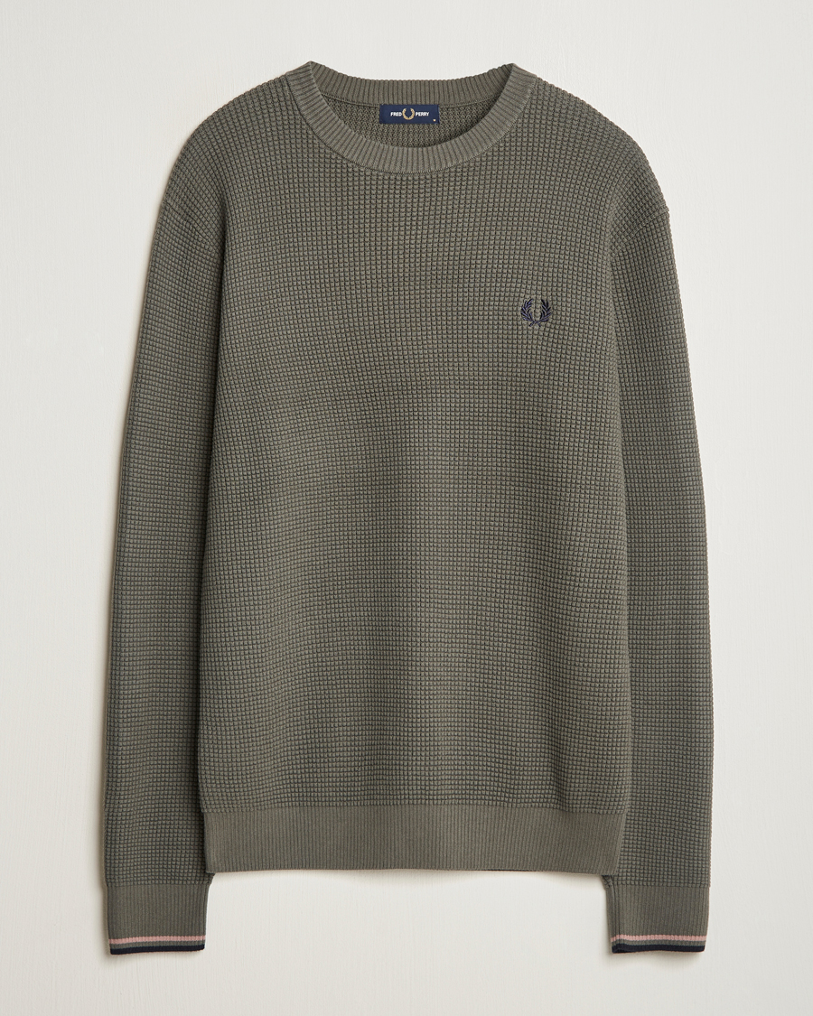 Herren | Pullover | Fred Perry | Waffle Stitch Jumper Field Green