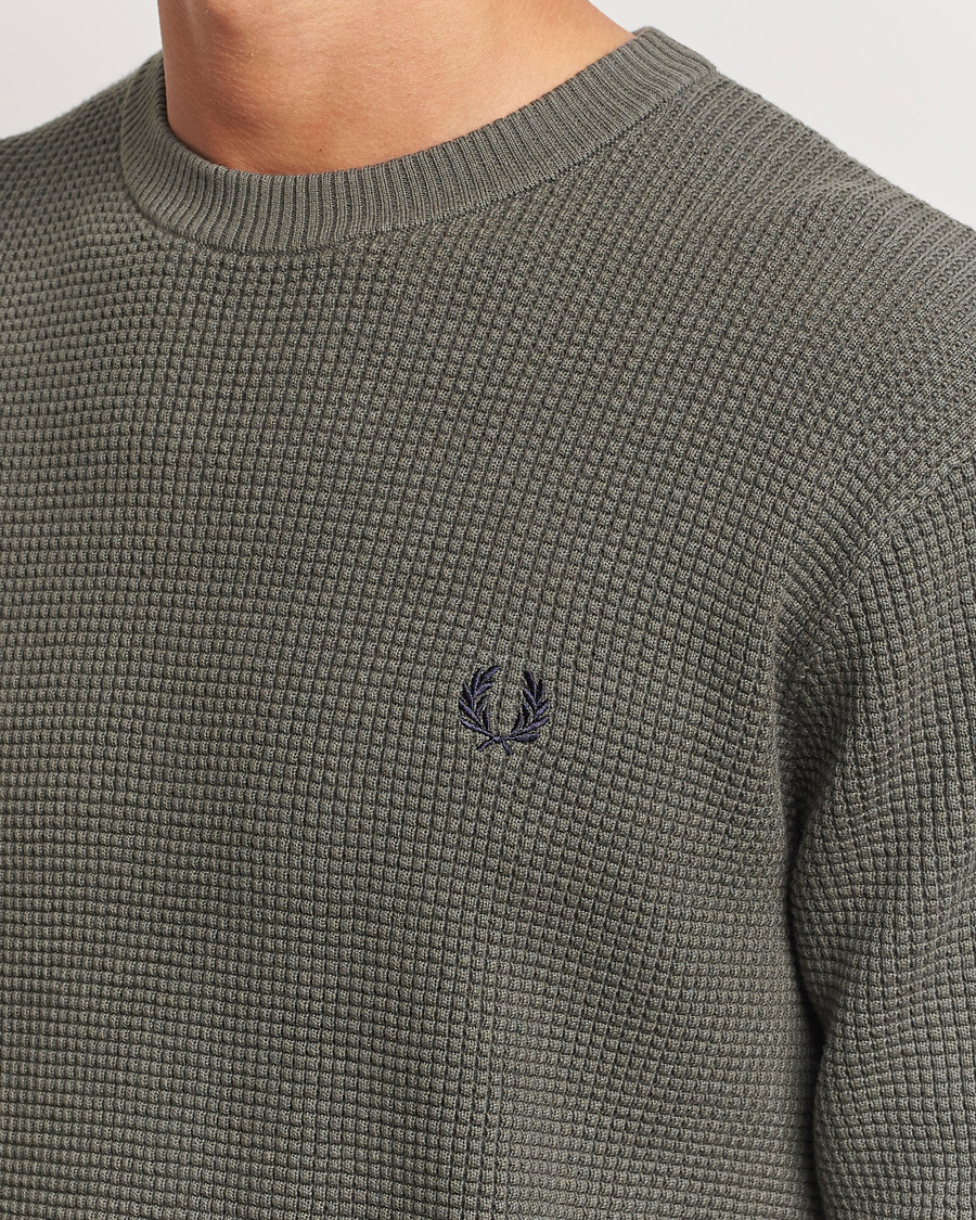 Herren | Pullover | Fred Perry | Waffle Stitch Jumper Field Green