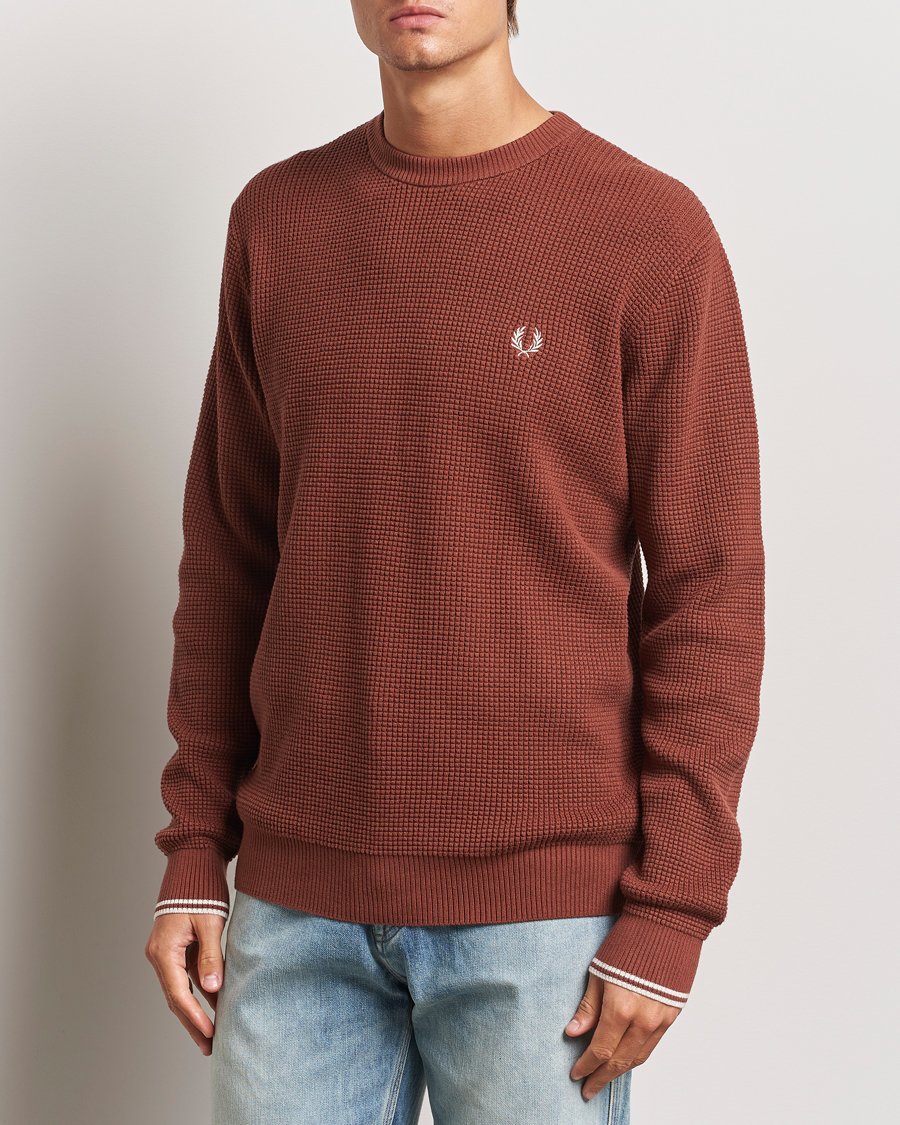 Herren | Pullover | Fred Perry | Waffle Stitch Jumper Whiskey Brown