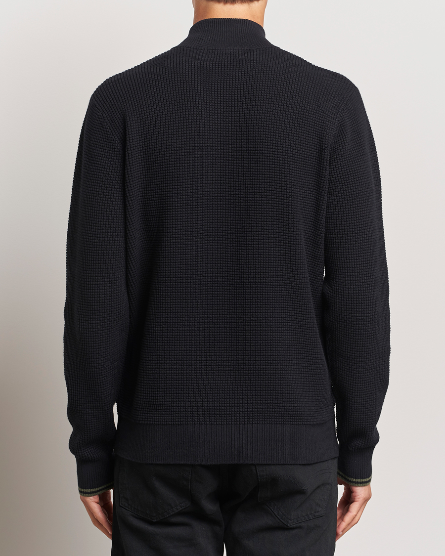 Herren | Pullover | Fred Perry | Waffle Stitch Half Zip Black