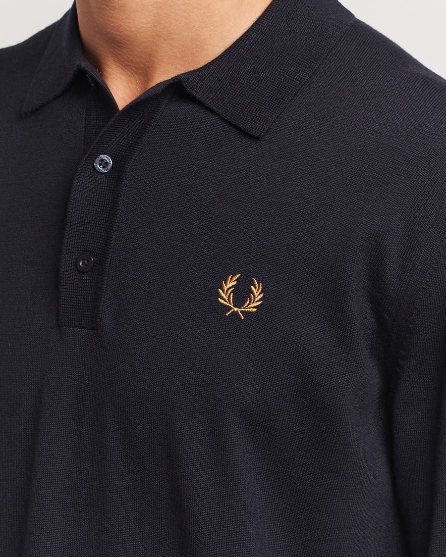 Herren | Pullover | Fred Perry | Knitted Long Sleeve Polo Navy