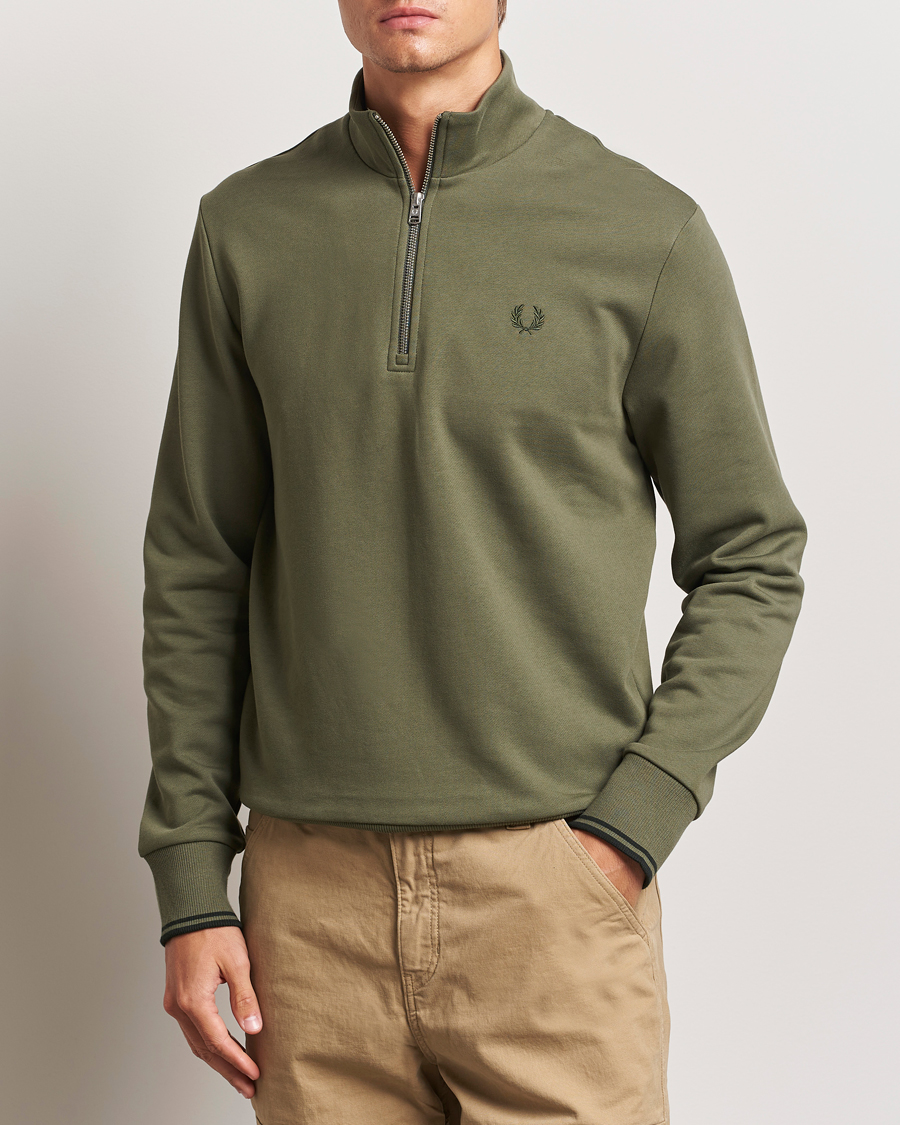 Herren | Pullover | Fred Perry | Half Zip Sweatshirt Laurel Green