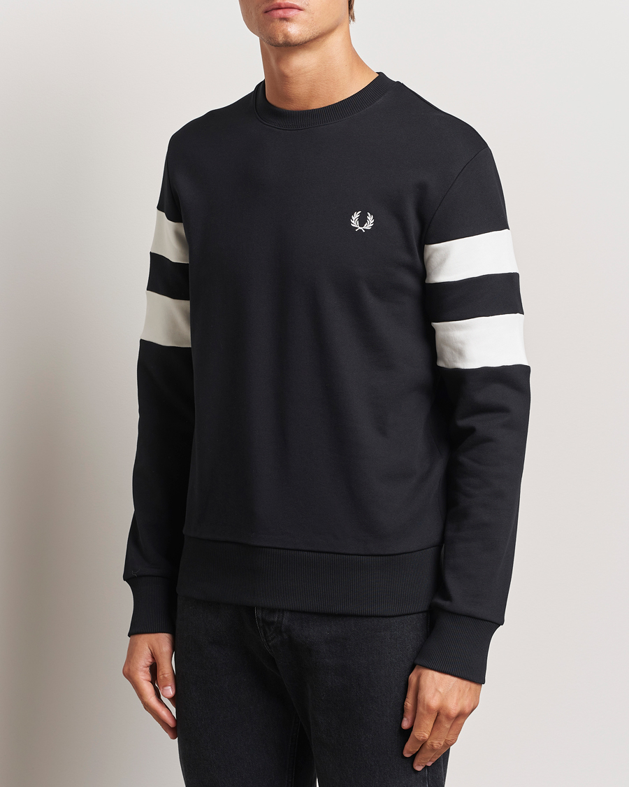 Herren | Pullover | Fred Perry | Tipped Sleeve Crew Neck Sweatshirt Black