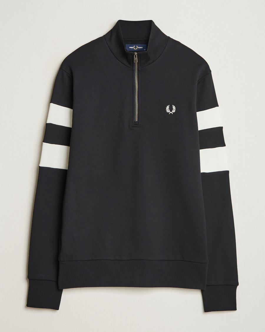 Herren | Pullover | Fred Perry | Tipped Sleeve Half Zip Sweatshirt Black