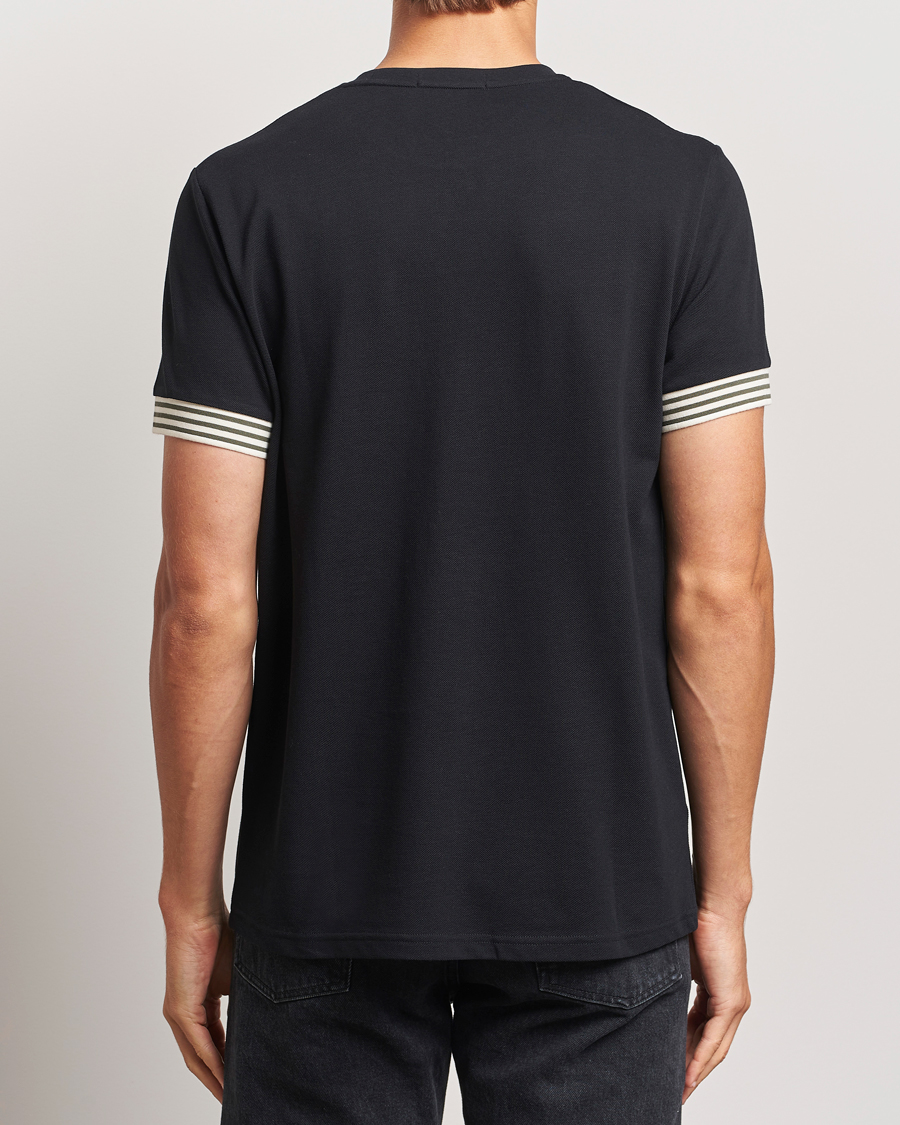 Herren | T-Shirts | Fred Perry | Striped Cuff Crew Neck T-Shirt Black