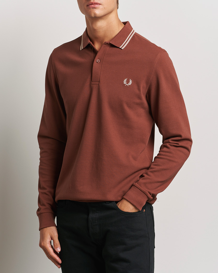 Herren | Pullover | Fred Perry | Twin Tipped Long Sleeve Polo Shirt Whiskey Brown