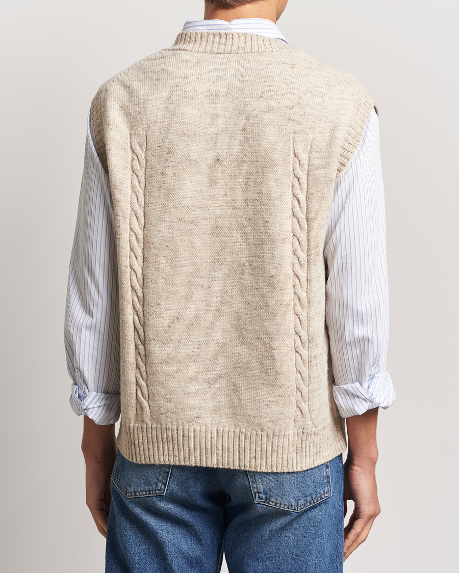Herren | Pullover | GANT | Cable Knitted V-Neck Vest Seed Melange