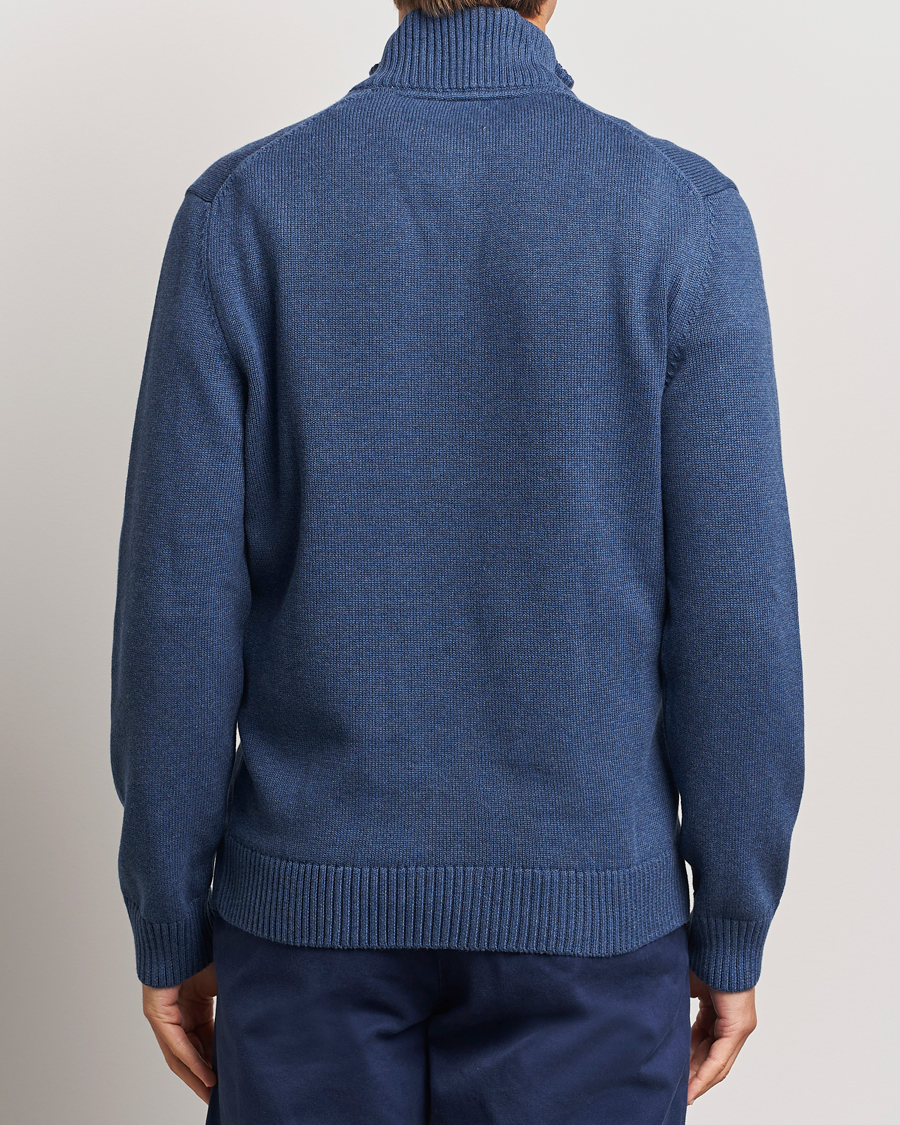 Herren | Pullover | GANT | Casual Cotton Half Zip Dark Jeans Blue Melange