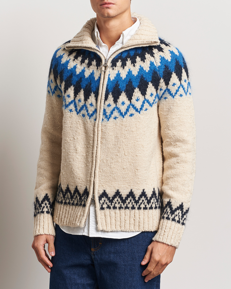 Herren | Pullover | Gant | Jacquard Zip Cardigan Cream