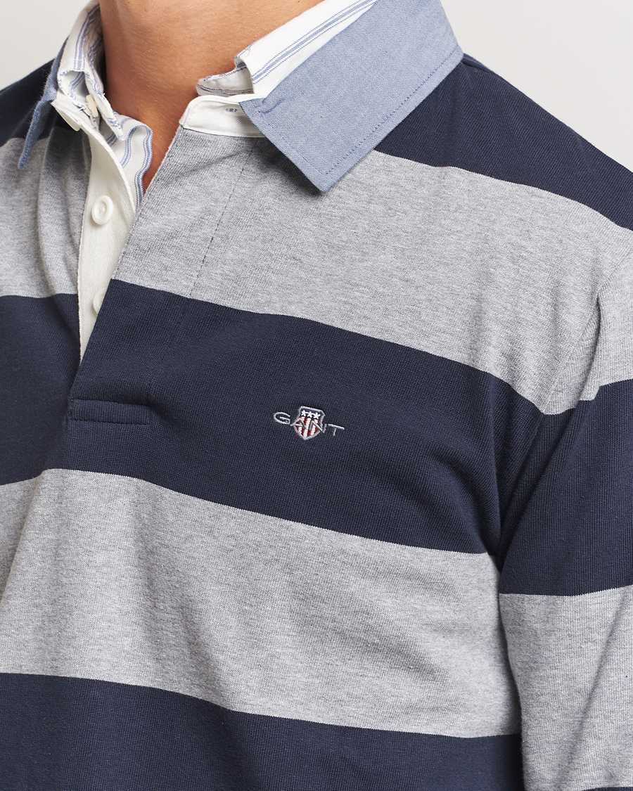 Herren | Pullover | Gant | Chambray Striped Heavy Rugger Grey Melange