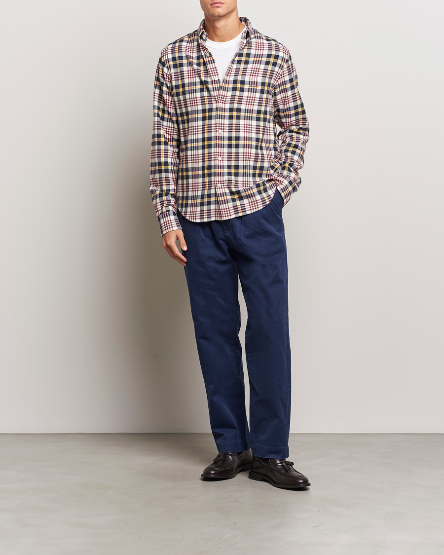 Herren | Hemden | Gant | Regular Flannel Plaid Shirt Cream