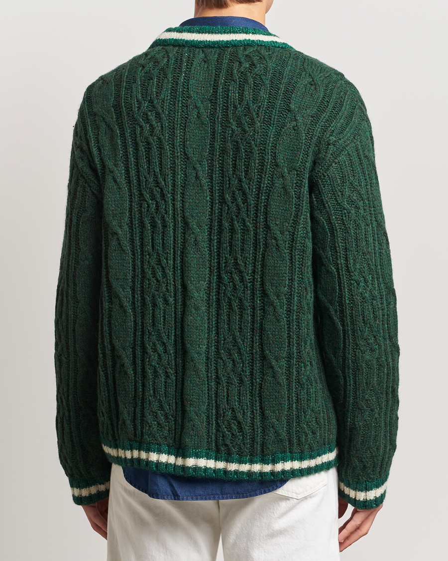 Herren | Pullover | GANT | Seasonal G Cable V-neck Cardigan Tartan Green