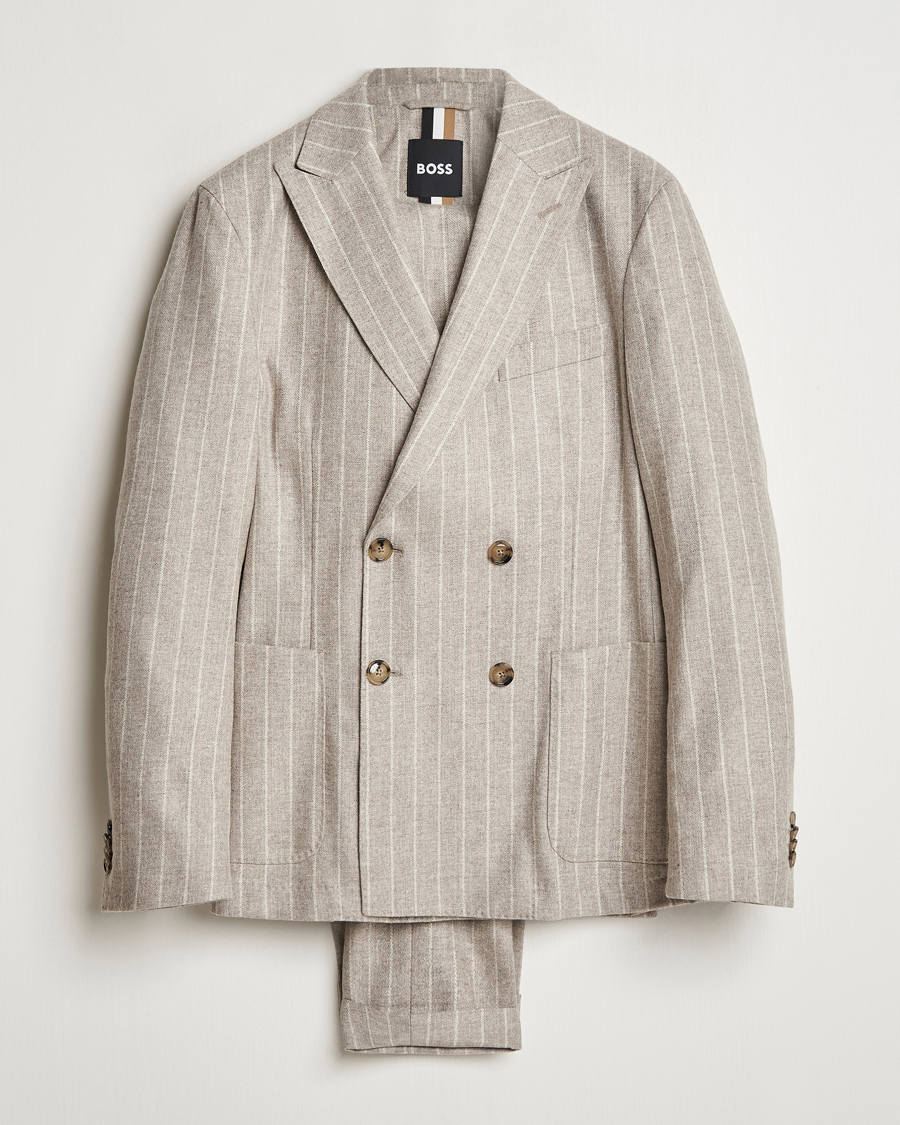 Herren | Anzüge | BOSS BLACK | Hanry Wool Pinstriped Suit Light Beige