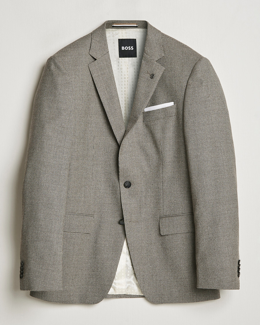 Herren | Sakkos | BOSS BLACK | Hutson Wool Dogtooth Blazer Open White