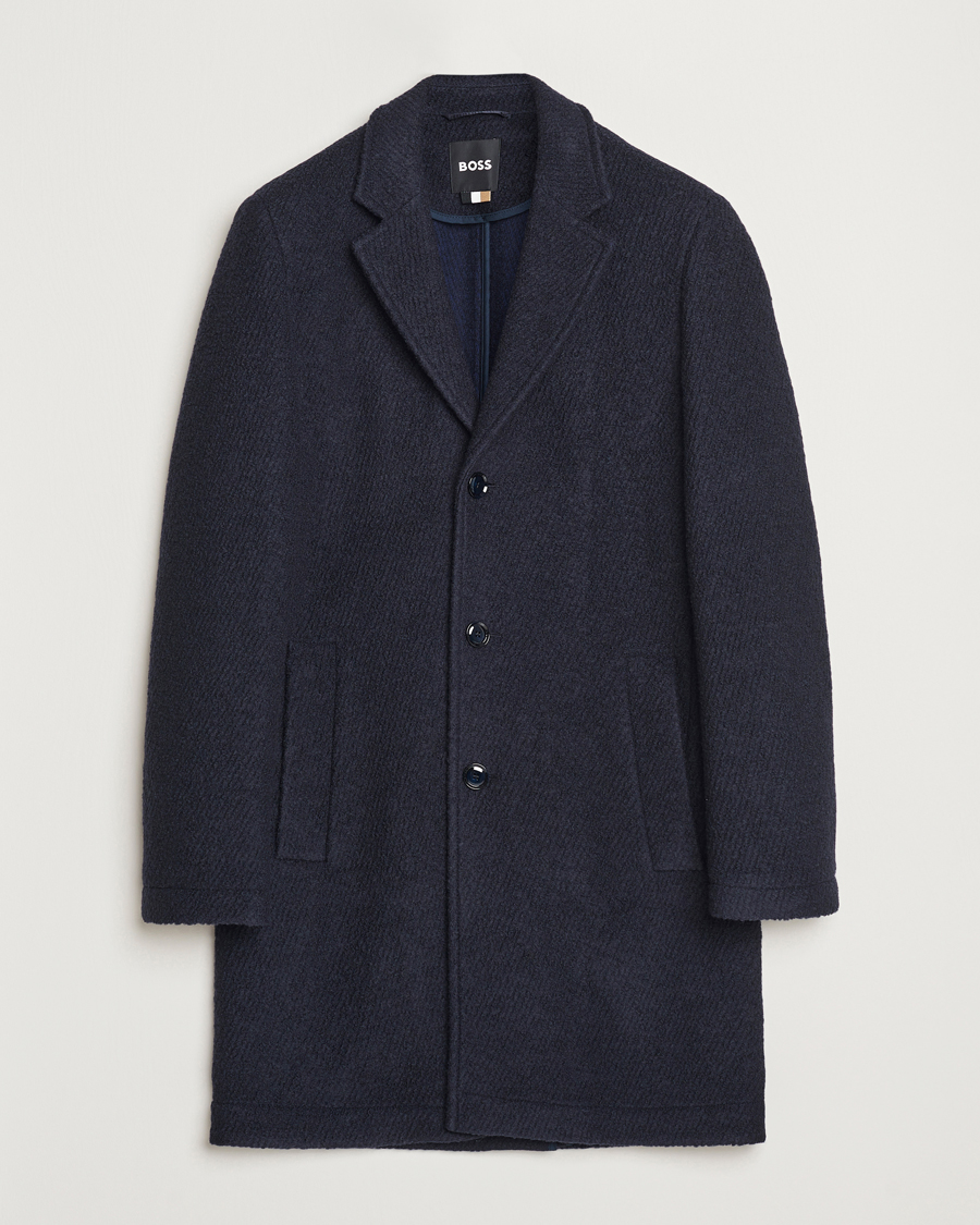 Herren | Jacken | BOSS BLACK | Hyde Structured Wool Coat Dark Blue